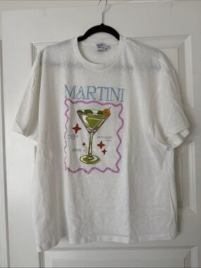 Princess Polly White Martini Graphic Tee with Pink & Green Accents